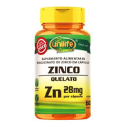 Zinco Quelato Zn 500mg - 60 Cápsulas - Unilife Vitamins