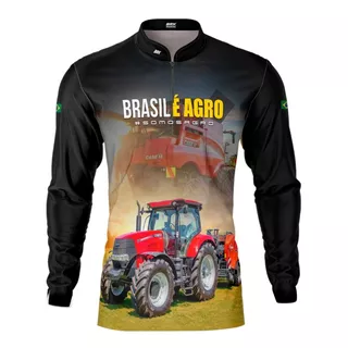 Camisa Camiseta Brk Brasil É Agro Trator Fazenda Com Uv50+