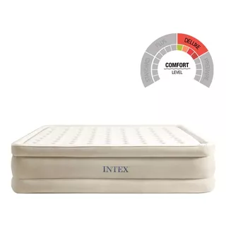 Colchon Inflable Campismo Queen Ultra Plush + Bomba Intex Color Blanco