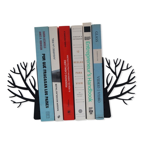 Organizador Metalico, Sujeta Libros Árbol Negro