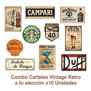 Combo Chapas Retro Vintage Decorativos Surtido X 10 Unid 