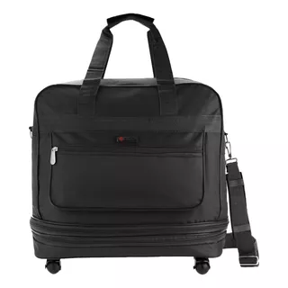 Bolsa Viagem Rodinha Masculina Feminina Expansiva Grande Cor Preto Lisa