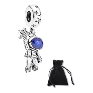 Charm Astronauta En Galaxia Estrella Plata 925 Compatible