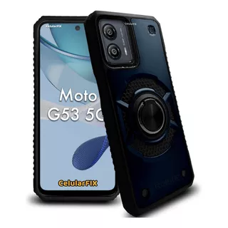 Funda P/ Motorola G53 5g Rudo Anillo Giratorio, Mica Color Azul