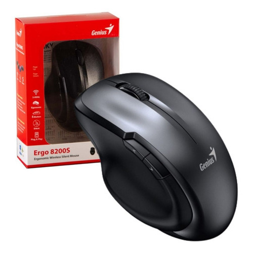 Mouse Genius Ergo 8200s Wireless Negro/silencio/5 Botone New Color Negro