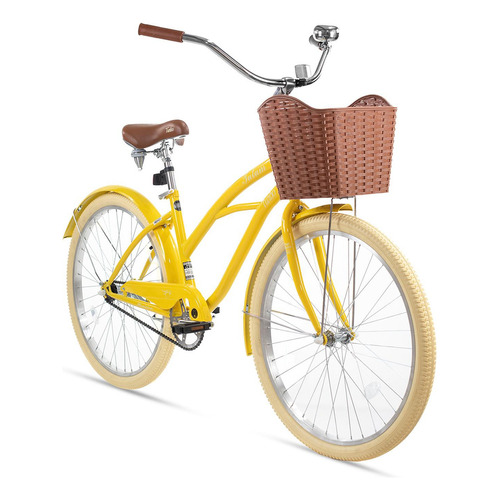Bicicleta Urbana Vintage Retro R26 Tulum Amarilla Turbo Color Amarillo Tamaño del cuadro M