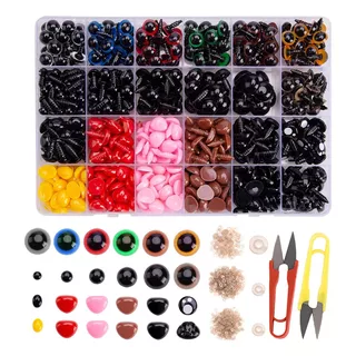 1042pcs Ojos Y Nariz Seguridad Amigurumi Negro 6-14mm+tijera