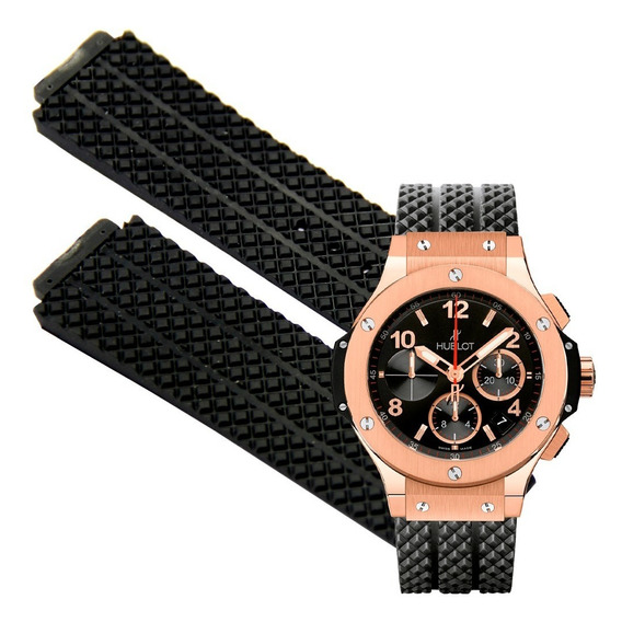 Extensible Correa 25mm Para Hublot Big Bang Gold 44mm Negro