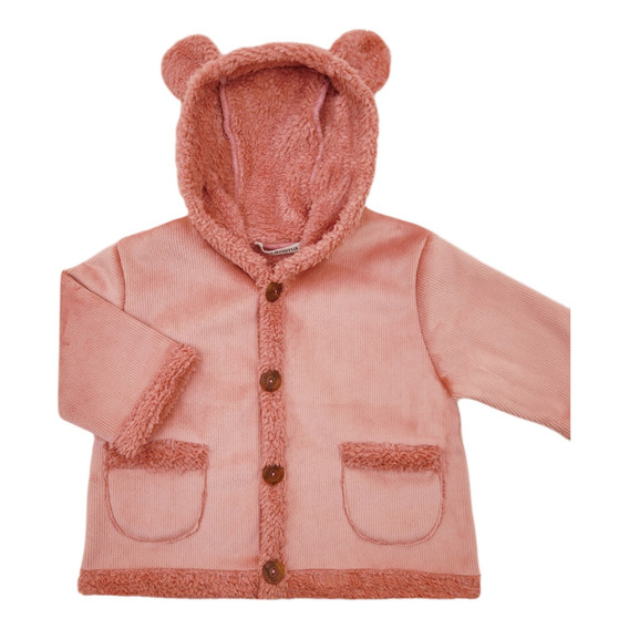 Tapado Osito Mini Anima Invierno Abrigo Bebe Kids Coral Pink