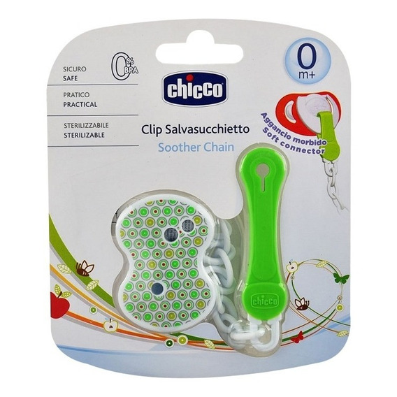 Portachupete Con Clip - Chicco - Verde Lunares