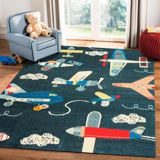 Alfombra Infantil Aviones Azul 100x150cm Kreatex