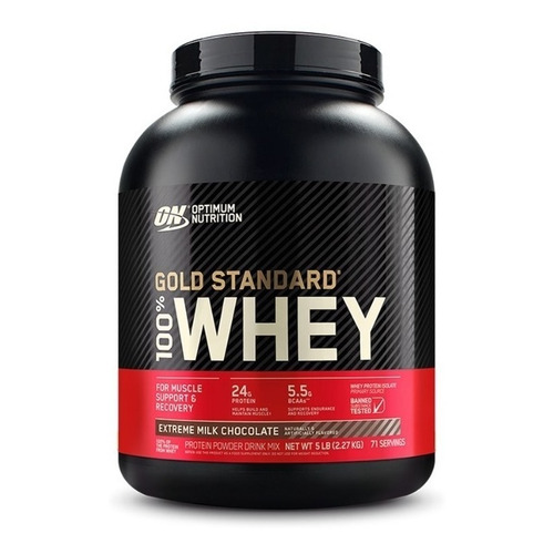 Suplemento en polvo Optimum Nutrition  Proteína Gold Standard 100% Whey proteína sabor extreme milk chocolate en pote de 2.27kg