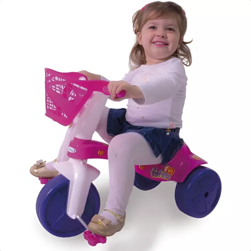 Triciclo Velotrol Infantil Bebe Motoca Rosa Menina Cestinha