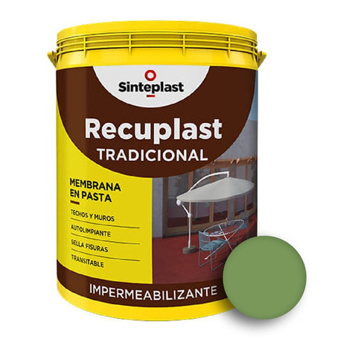 Recuplast Tradicional Membrana En Pasta Para Techos / Muros X 10lts -  Color Verde Cemento