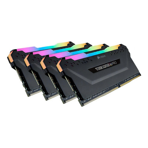 Memoria RAM Vengeance RGB Pro color negro 64GB 4 Corsair CMW64GX4M4D3600C18