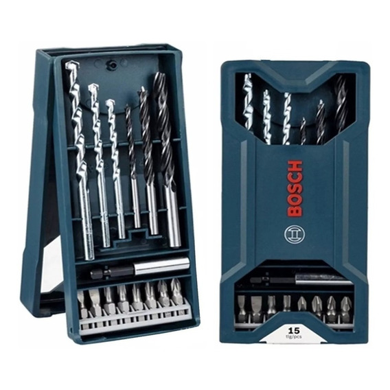 Set De 15 Pz Bosch X-line Maletin Mechas Y Puntas Atornillar