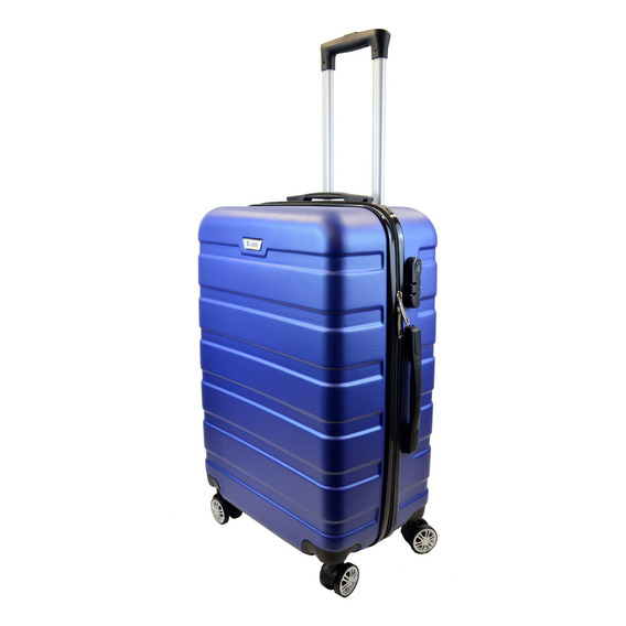 Valija Maleta De Viaje Mediana Rígida 4 Ruedas Premium 24 Color Azul Marino Rayas