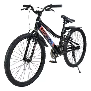 Bicicleta Paseo Bmx Infantil Bipokids R24  2024 1v Frenos V-brakes Color Negro/rojo/azul Con Pie De Apoyo  