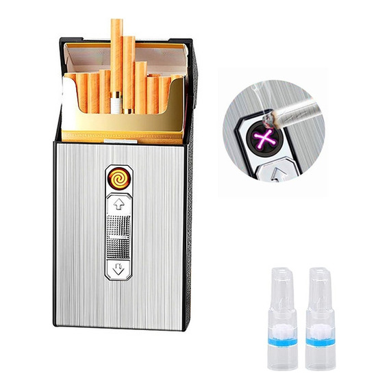 Cigarrera Con Encendedor 2 En 1 Recargable  Usb Y 2 Filtro