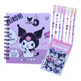 Box Kuromi Cuaderno + Lapiz + Stickers