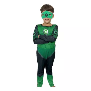 Fantasia Lanterna Verde Longa Com Mascara De E.v.a Infantil