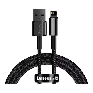 Cable Para iPhone Baseus Tungsten Reforzado Rapido 2.4a 2m Negro