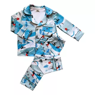 Pijamas Termicos Para Niños Botones Frisados Conjunto
