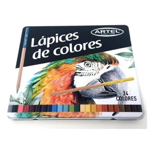 Lápices De 24 Colores En Caja De Lata Calidad Superior Artel