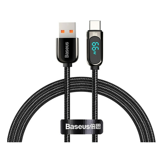 Cable de carga rápida Baseus Display Pd USB A/C de 66 W y 2 m