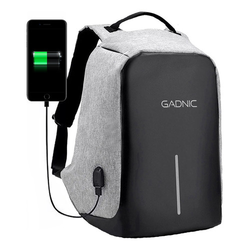 Mochila Antirrobo Unisex Gadnic Notebook Tablet Power Bank Color Gris