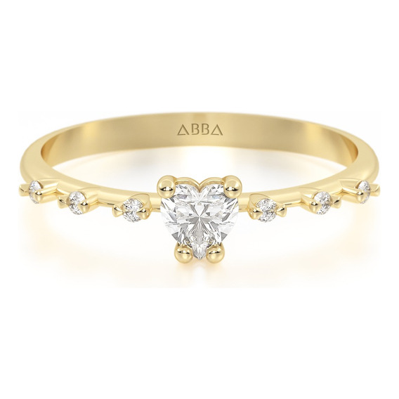 Anillo De Promesa Corazón Oro 10k Dalia Abba Joyas