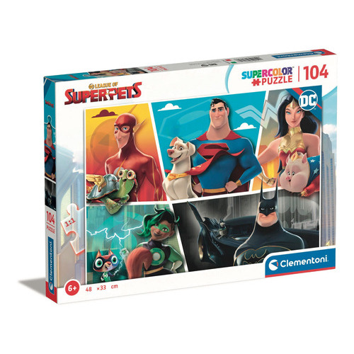 Rompecabezas Supermascotas Batman Krypto Superman 104 Pz Clementoni Italia Mujer Maravilla Flash Wonder Woman