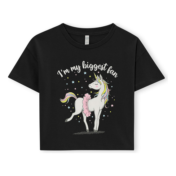 Playera Crop Estampado Unicornio C&a De Niña