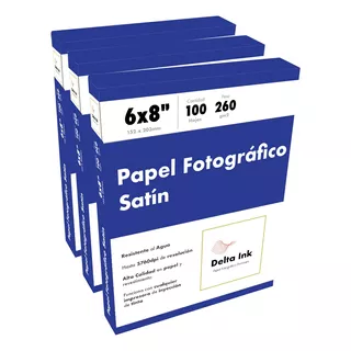 Papel Fotográfico Satin 300 Hojas 6x8 (3 Pack) Delta Ink