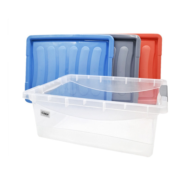 Organizador 12 Lts Caja Plastica 28 X 34 X 14cm Con Traba X6 Color Surtidos