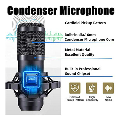 Paquete De Equipo Para Podcast, Micrófono Bm-800 Con Cambiad