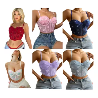 Lote Paca Pack Corset Sujetador Encaje Flores  6 Piezas