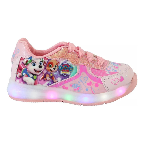 Tenis Niña Paw Patrol Luces Led Rosa Patrulla Canina Niña