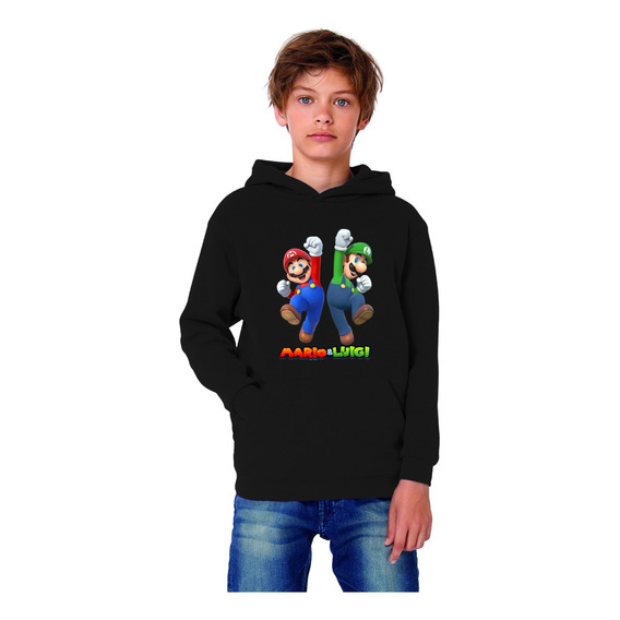 Polerón Canguro Capucha Diseño Mario Bros Estampada Dtf Cod 004