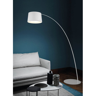 Lampara De Pie Curva Moderna Tepic Negra Apto Led Diseño 