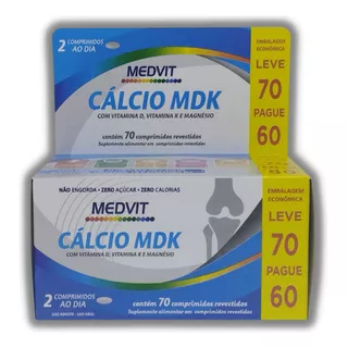 Suplemento Alimentar Medvit Cálcio Mdk Com 70 Comprimidos