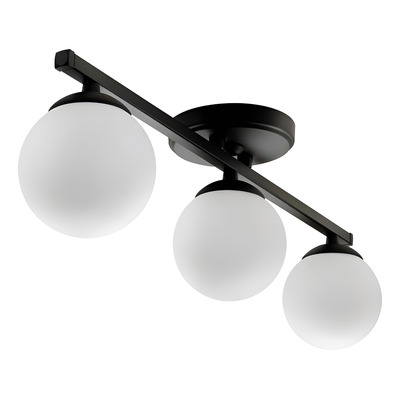 Plafon 3 Luces Barral Elyn Negro Globo 15cm Opal E27 Rosca  Negro