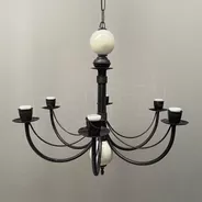 Lámpara Colgante Araña 6 L Bocha Cerámica Hierro Negro Cuot