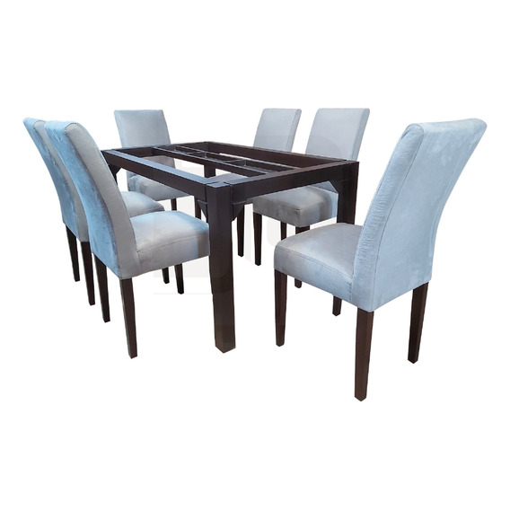 Juego De Comedor 6 Sillas Alto Hogar Lyane Gris Claro