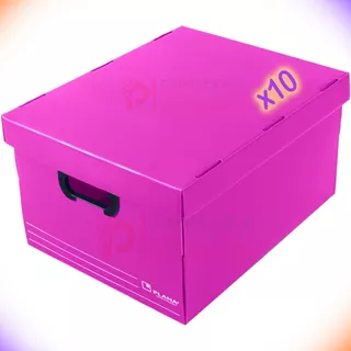 Caja Archivo Plastico Tapa Plana 804 Color 45x35x25 Pack 10 Color Fuscia