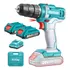 Taladro 3/8 10mm 20v Super Con 2 Bat 1,5amp, Cargador Total Frecuencia 220-240v 50/60hz Color Turquesa  TDLI20028 UFA.