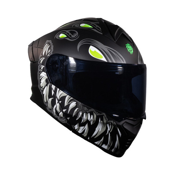 Casco Kov Thunder Toxic Negro Mate Luminicente Para Moto Tamaño del casco XL(61-62 cm)