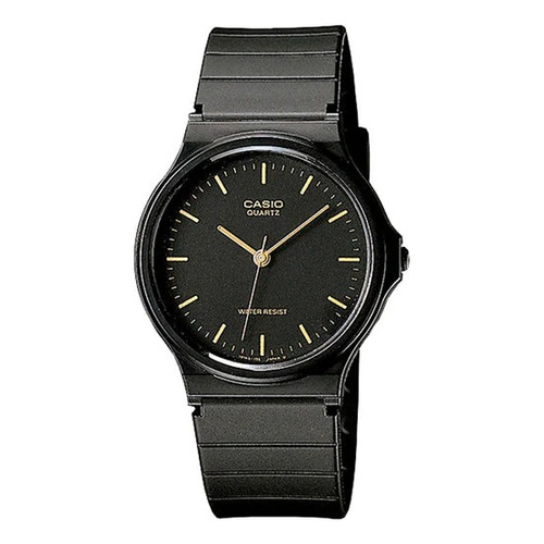 Reloj Casio Mq-24-1eldf Original Resina Unisex Correa Negro Bisel Negro Fondo Negro