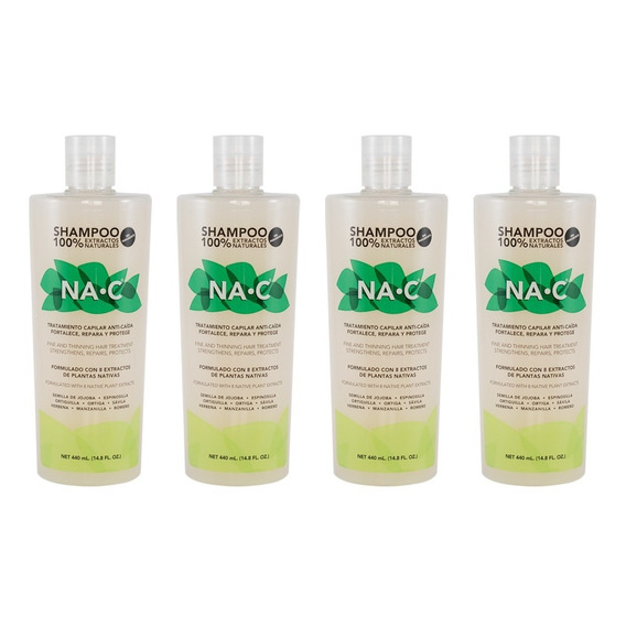 4 Pzas Shampoo Na-c Anticaída 100% Extractos Naturales 440ml