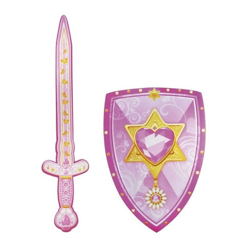 Espada Con Escudo Infantil Goma Eva Juguete Rosa Color Mariposa Corazón de Diamante